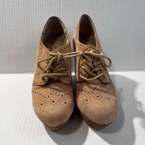 Seychelles platform wedge Oxford in camel brown, size 7 - Picture 2 of 6